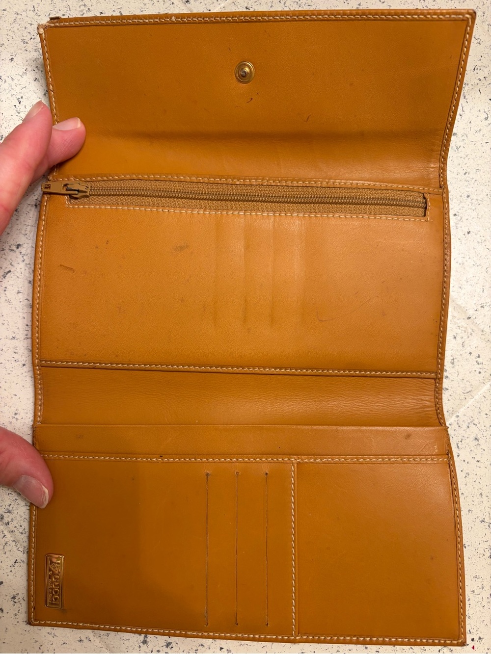 Gucci Brown GG Canvas Continental Wallet with Tan Trim and Gold Hardware - Picture 11 of 14